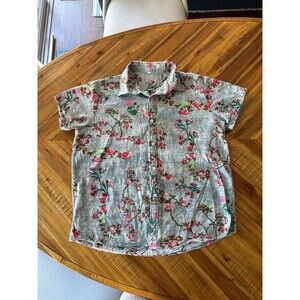SHEIN floral short sleeve button-up linen shirt